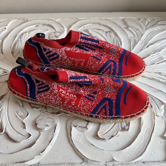 Prada bright red espadrilles size 8 - Picture 1 of 11